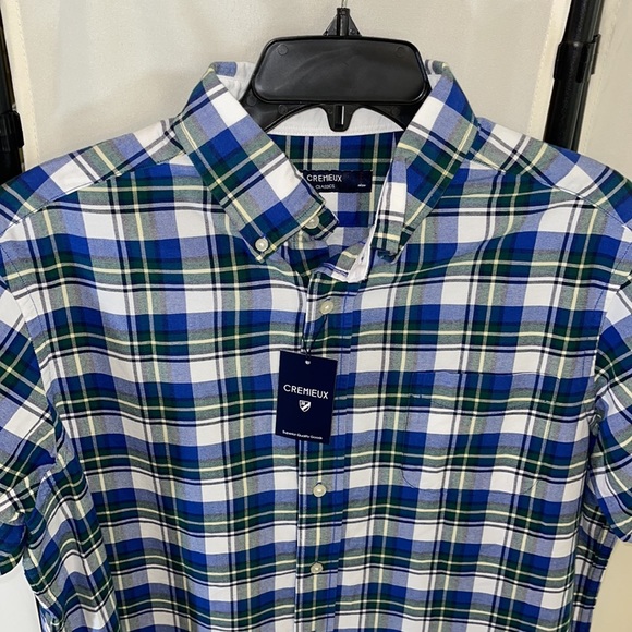 Cremieux Classics Cotton Short-Sleeve Button Down Blue Shirt Size Large NWT - Picture 3 of 15
